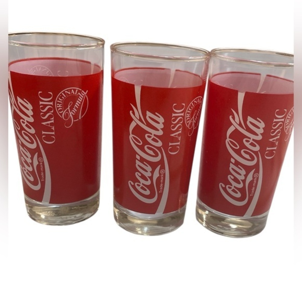Vintage Coca Cola Red and White 3 piece Original Formula Drinkware Set